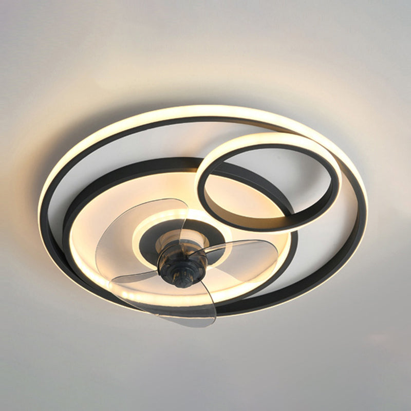 Nordic Style Iron Ceiling Fan Lamp Stepless Adjustment LED Ceiling Fan Light for Bedroom
