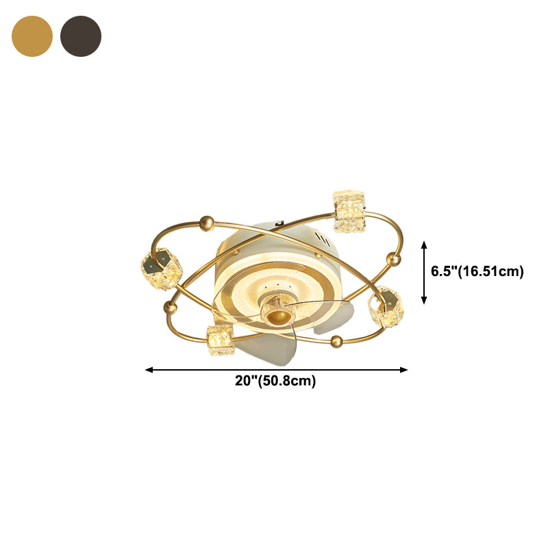 Nordic Style Iron Ceiling Fan Lamp Stepless Adjustment LED Ceiling Fan Light for Bedroom
