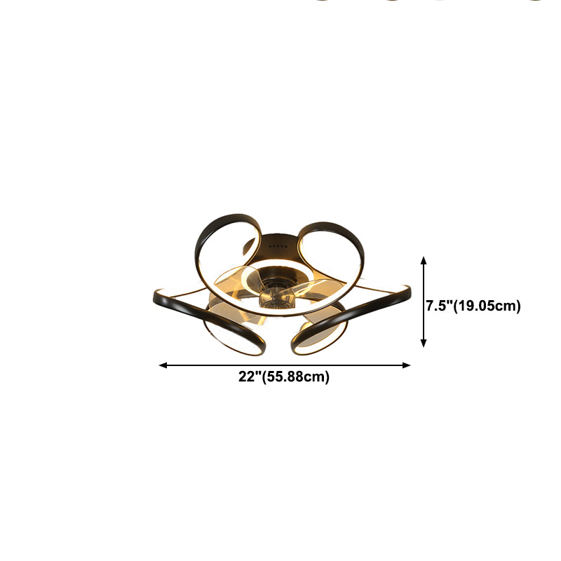 Nordic Style Iron Ceiling Fan Lamp Stepless Adjustment LED Ceiling Fan Light for Bedroom