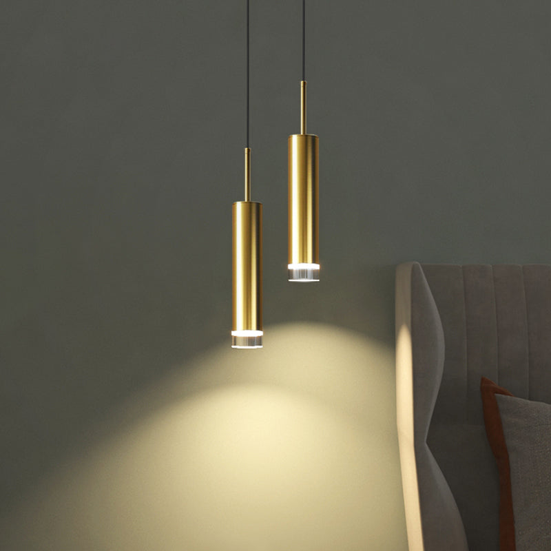 Contemporary Style Cylinder Shape Pendant Light Metal Single Light Hanging Lamp