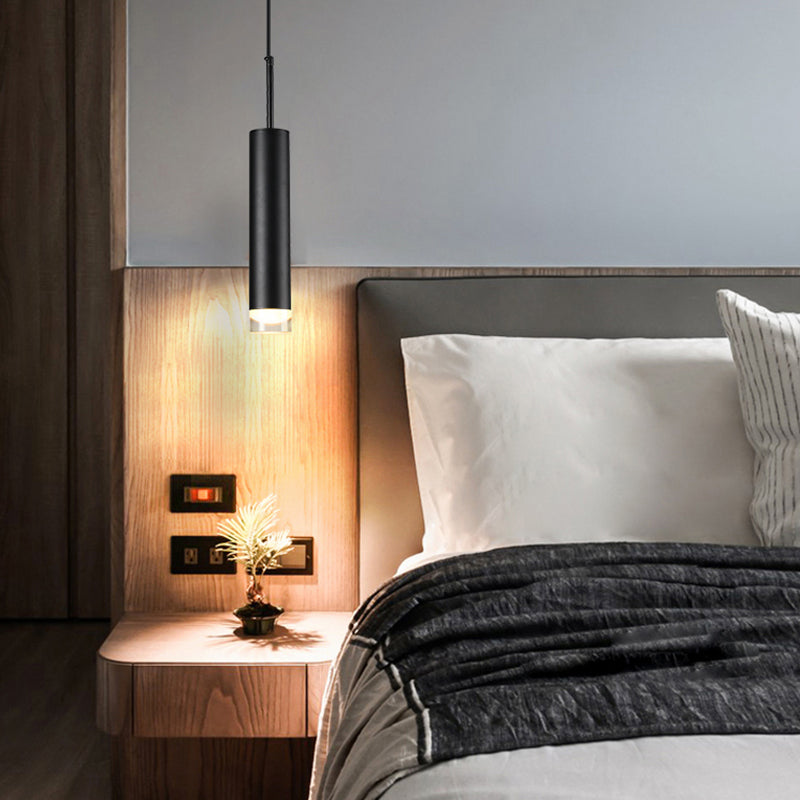 Contemporary Style Cylinder Shape Pendant Light Metal Single Light Hanging Lamp