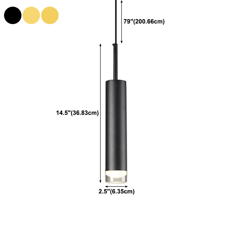 Contemporary Style Cylinder Shape Pendant Light Metal Single Light Hanging Lamp