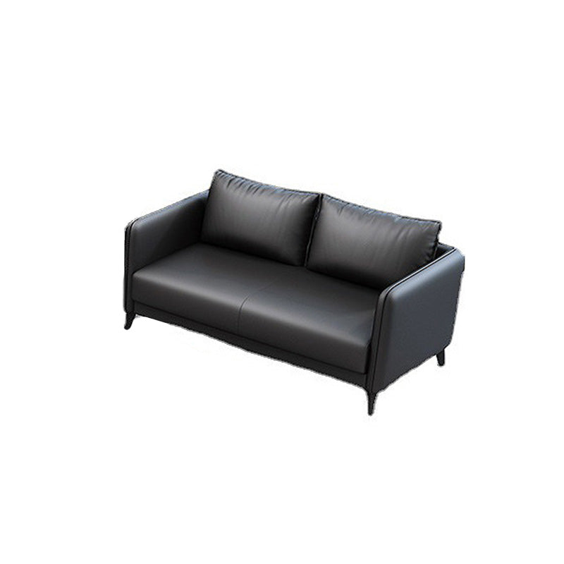 Standard Square Arm Leather Stain Resistant Sofa Couch with Pillows