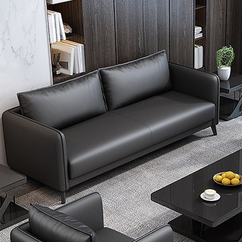 Standard Square Arm Leather Stain Resistant Sofa Couch with Pillows