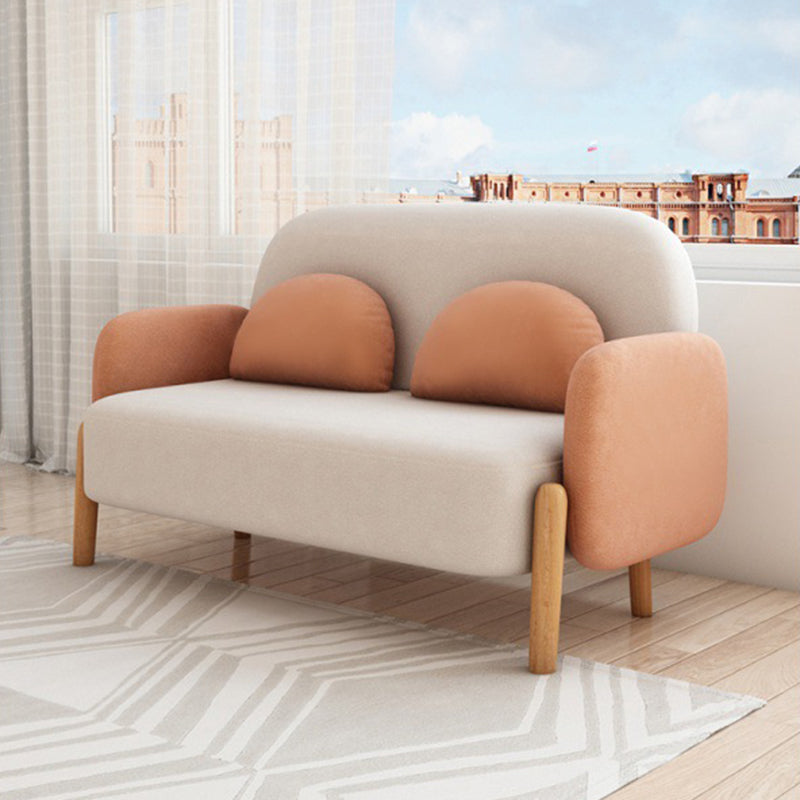 Scandinavian Loveseat with 2 Pillows and Square Arm for Apartment