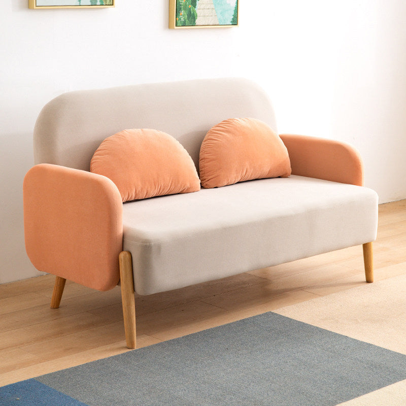 Scandinavian Loveseat with 2 Pillows and Square Arm for Apartment
