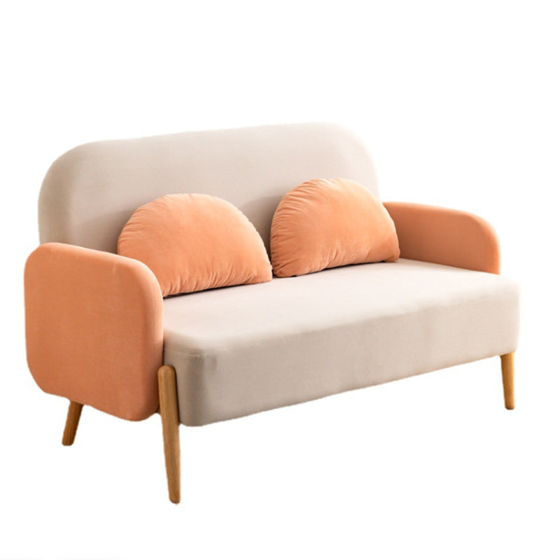 Scandinavian Loveseat with 2 Pillows and Square Arm for Apartment