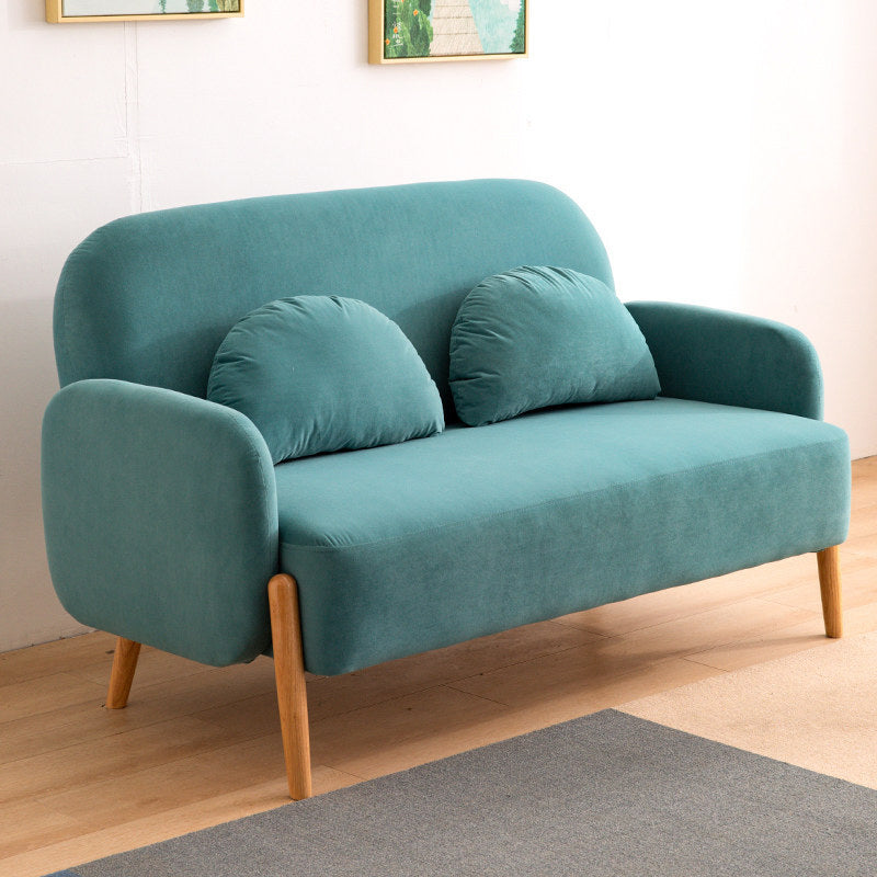 Scandinavian Loveseat with 2 Pillows and Square Arm for Apartment