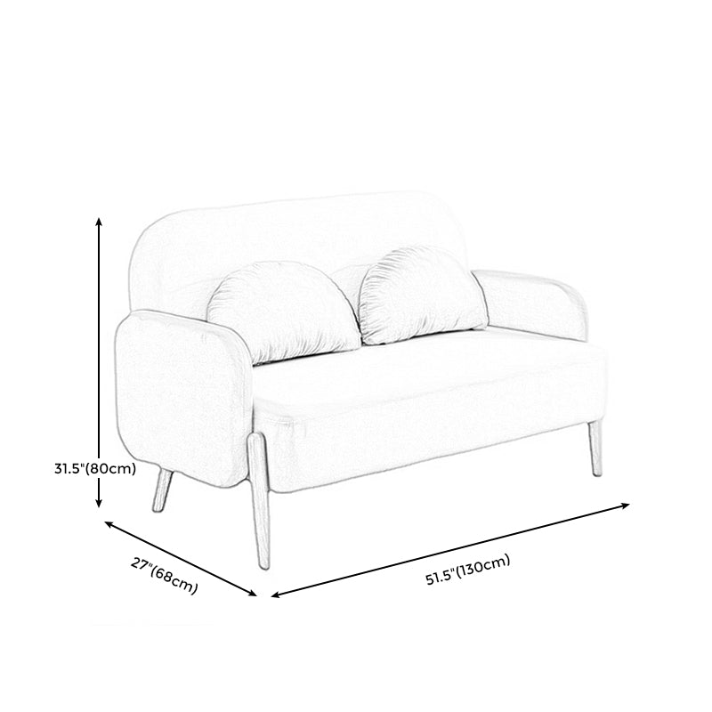 Scandinavian Loveseat with 2 Pillows and Square Arm for Apartment