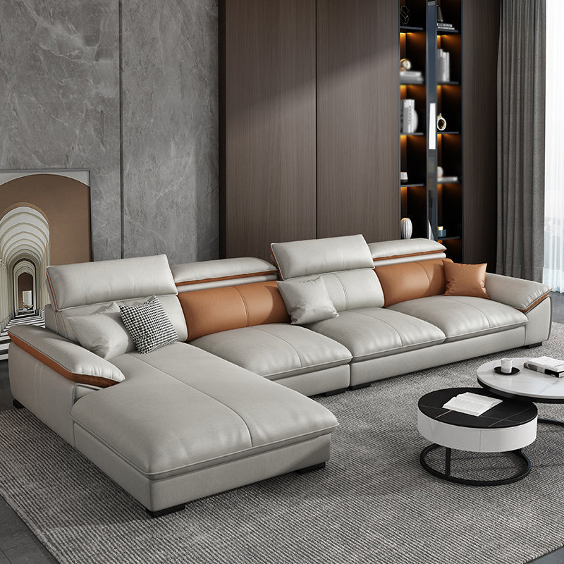 Pillow Top Arm Pillowed Back Cushions Sofa 4-Seater Sectional Sofa with Chaise