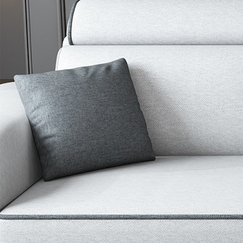 Contemporary Sofa Grey L-Shape High Back Square Arm Sectional with Storage