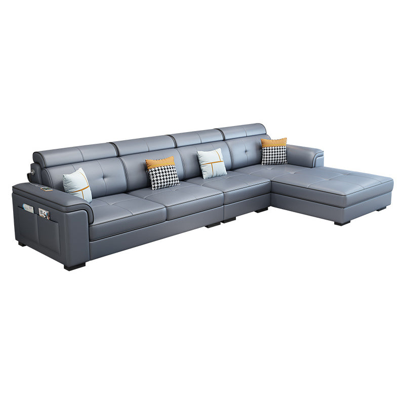 L-shape Sofa Faux Leather/Linen Sectionals with Reversible Chaise and Storage