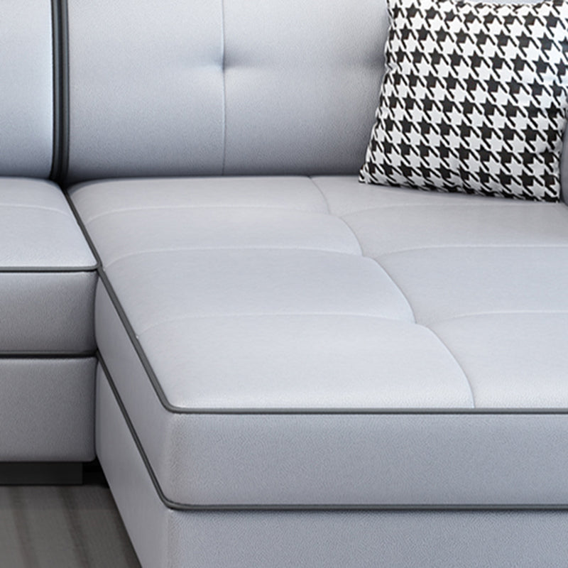 L-shape Sofa Faux Leather/Linen Sectionals with Reversible Chaise and Storage