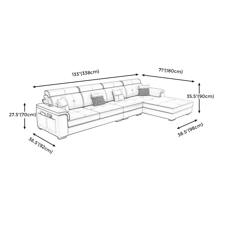 L-shape Sofa Faux Leather/Linen Sectionals with Reversible Chaise and Storage