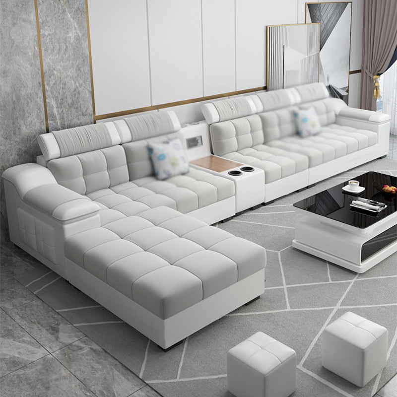 Contemporary Sofa Grey High Back Sloped Arms Sofa/Sectional for Living Room