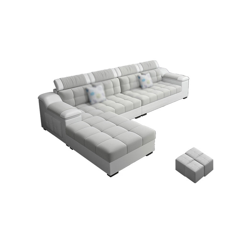 Contemporary Sofa Grey High Back Sloped Arms Sofa/Sectional for Living Room