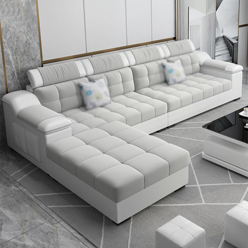 Contemporary Sofa Grey High Back Sloped Arms Sofa/Sectional for Living Room