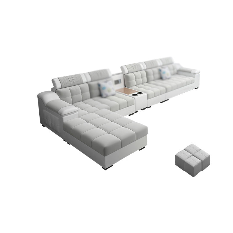 Contemporary Sofa Grey High Back Sloped Arms Sofa/Sectional for Living Room