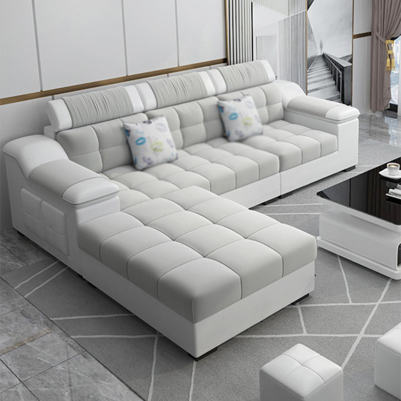 Contemporary Sofa Grey High Back Sloped Arms Sofa/Sectional for Living Room