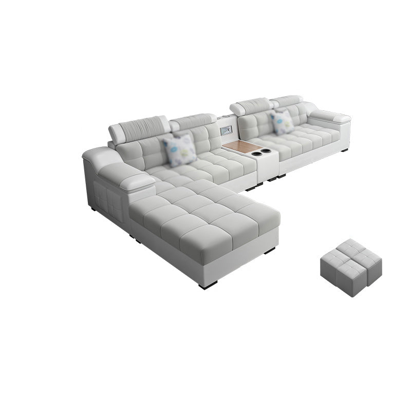 Contemporary Sofa Grey High Back Sloped Arms Sofa/Sectional for Living Room