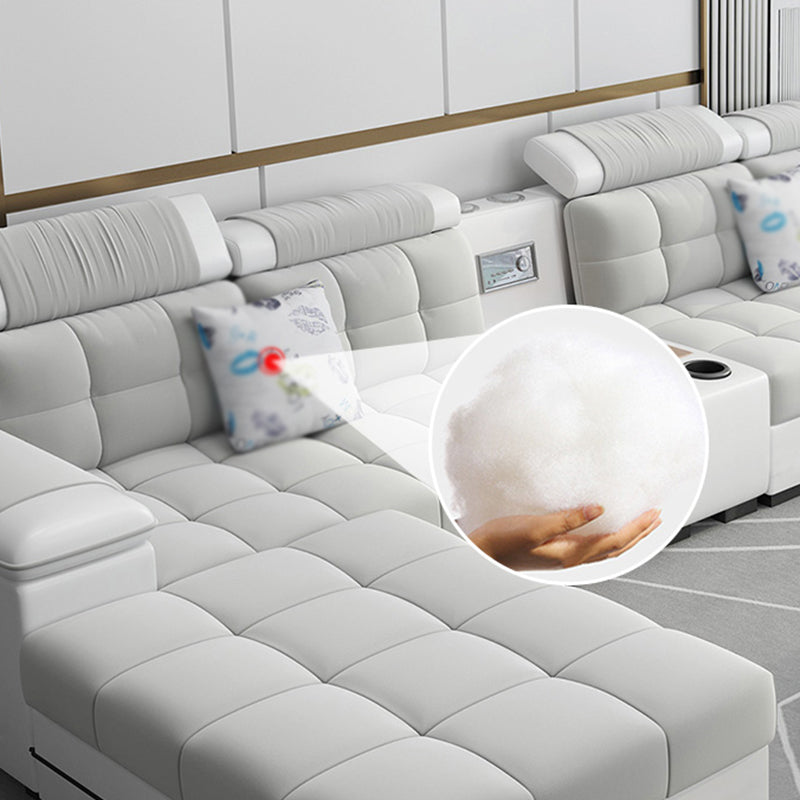 Contemporary Sofa Grey High Back Sloped Arms Sofa/Sectional for Living Room