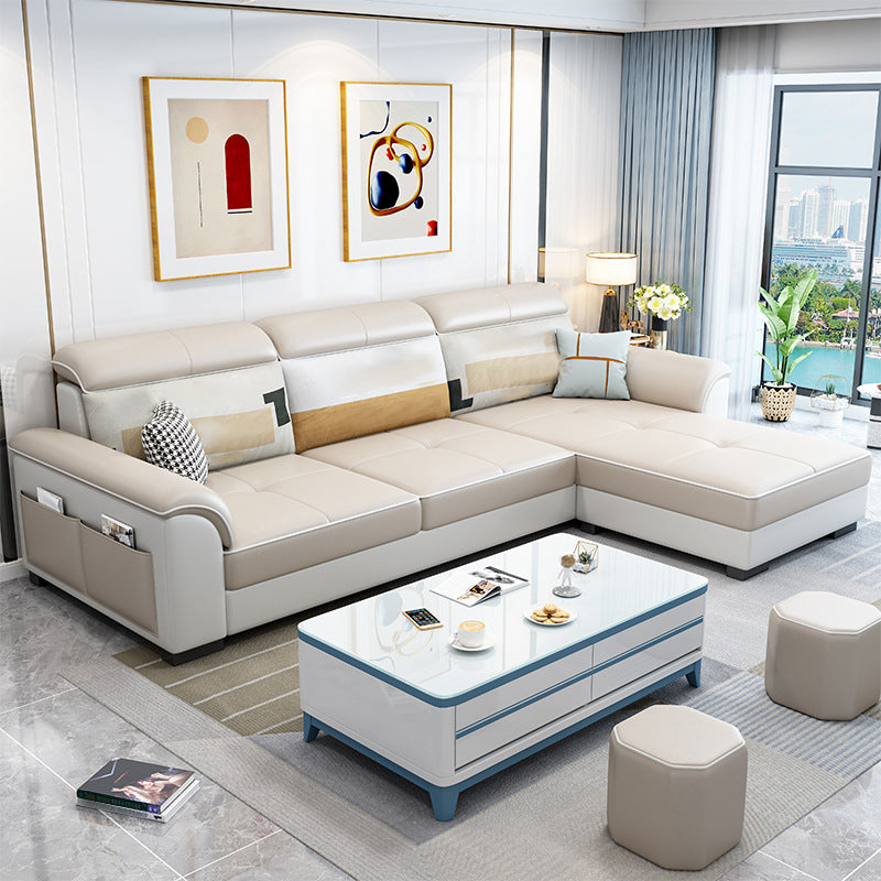 Flared Arms L-Shape Ottoman Included 3-seat Sectionals Sofa with Storage for Apartment