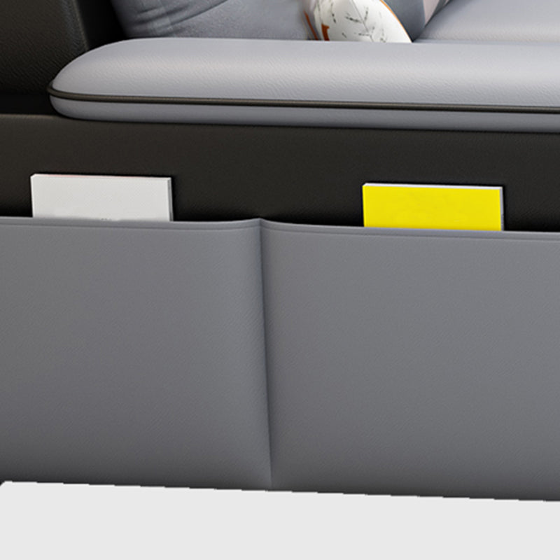 Left Facing Sofa Faux Leather/Linen Blend L-shape Sectionals with Chaise