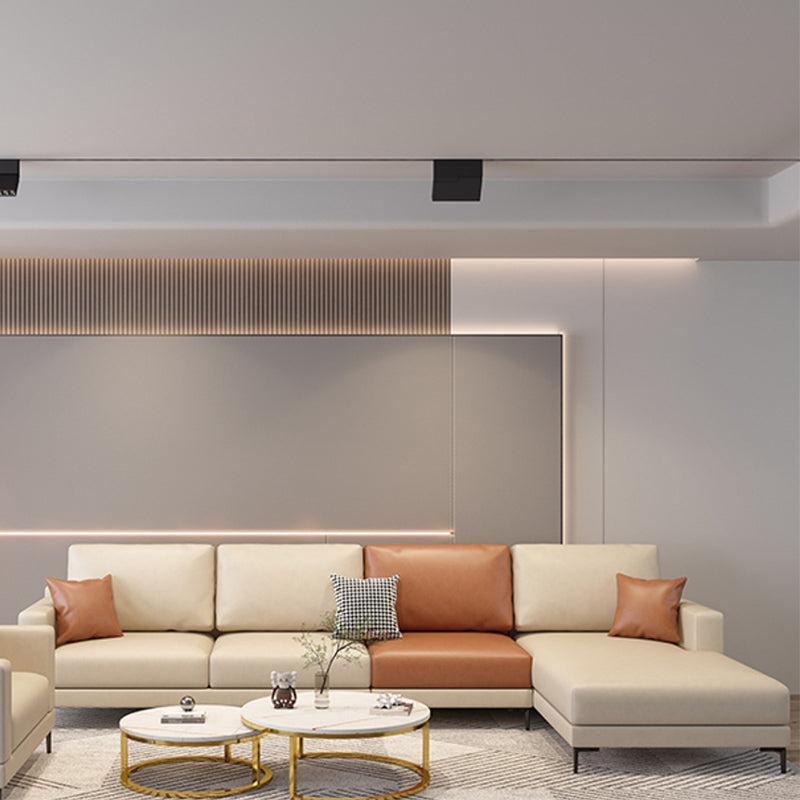 124.02"L X 62.99"W X 35.43"H Fabric Cushions Sectional Square Arm Sofa with Chaise