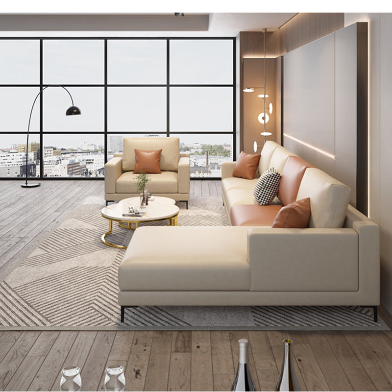 124.02"L X 62.99"W X 35.43"H Fabric Cushions Sectional Square Arm Sofa with Chaise