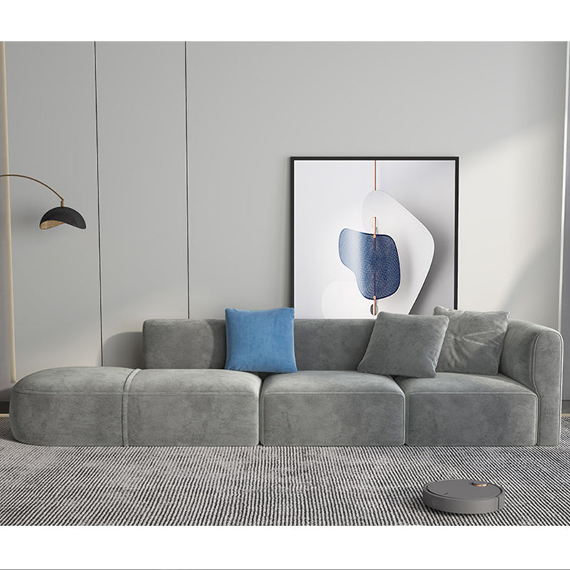 Velvet One Arm Sectional Sofa 27.56"High Tight Back Sofa for Living Room