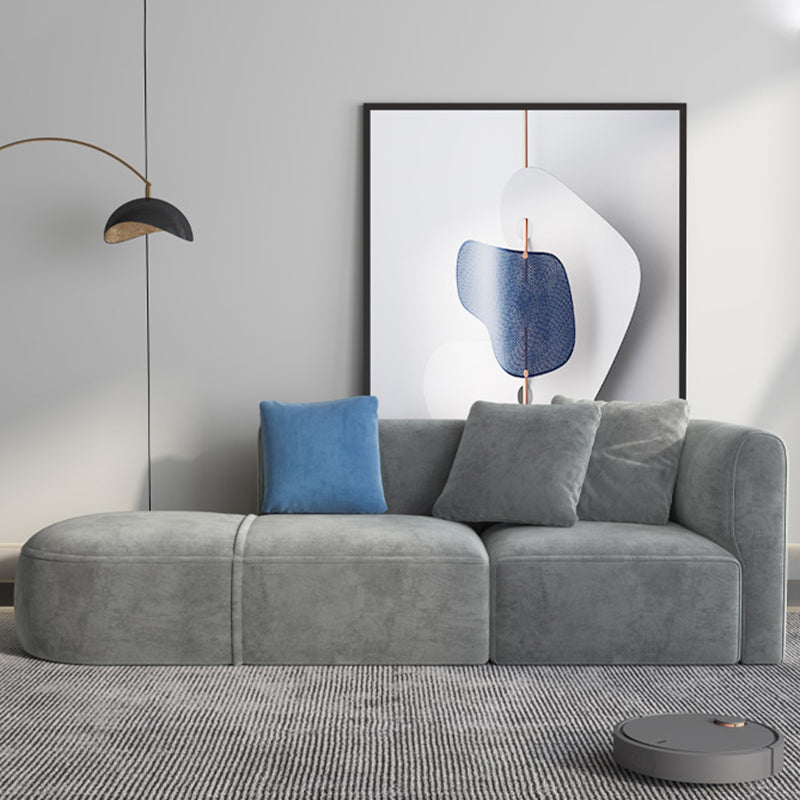 Velvet One Arm Sectional Sofa 27.56"High Tight Back Sofa for Living Room