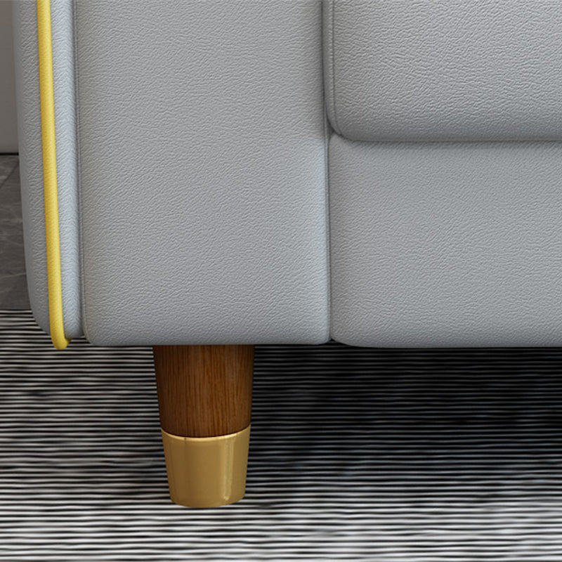 Square Arm Pillowed Back Cushions L-Shape Sectionals Sofa for 3 People