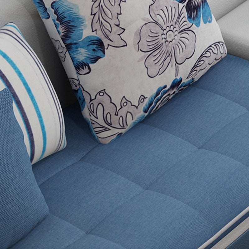 L-Shape Sofa Pillowed Back Cushions Square Arm Sectionals for Four People