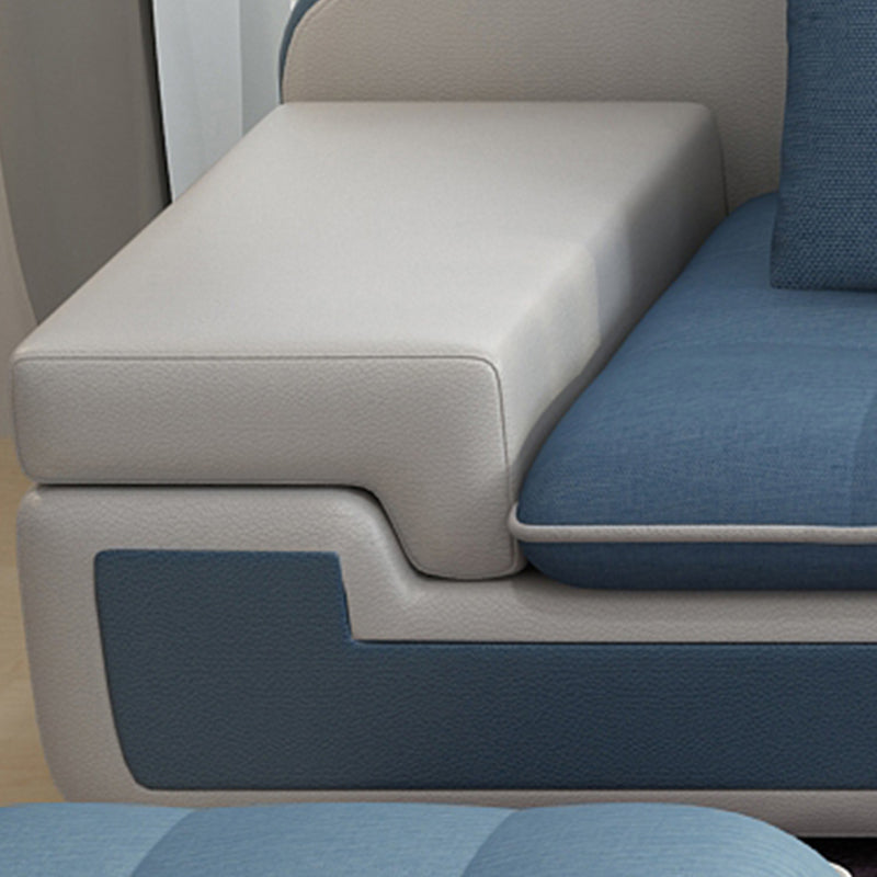 L-Shape Sofa Pillowed Back Cushions Square Arm Sectionals for Four People