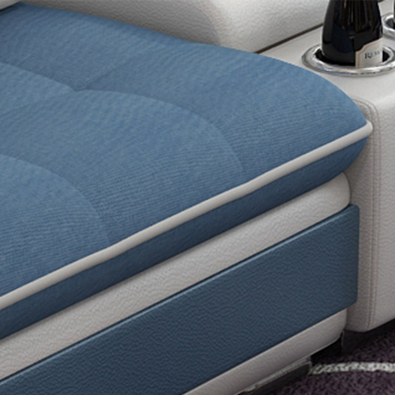 L-Shape Sofa Pillowed Back Cushions Square Arm Sectionals for Four People