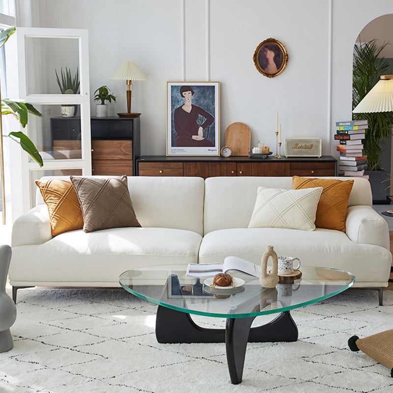 Modern Beige Sectional Sofa Scooped Arm Tight Back Sectional for Living Room