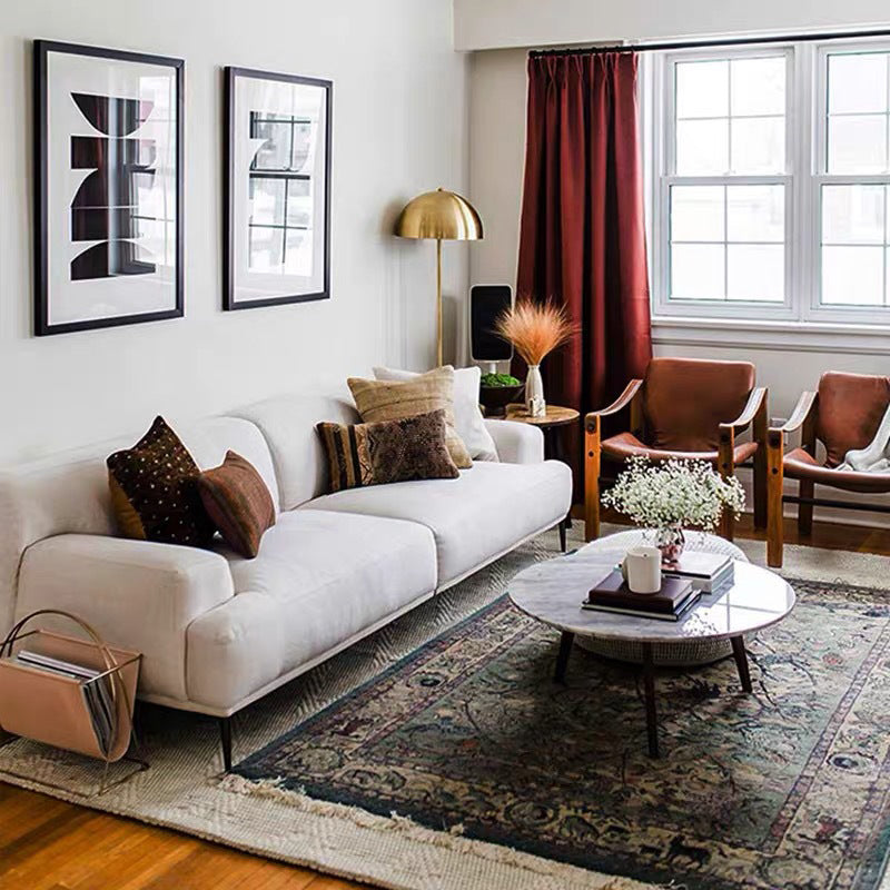 Modern Beige Sectional Sofa Scooped Arm Tight Back Sectional for Living Room