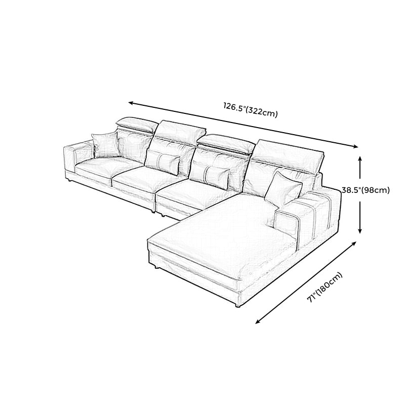 L-Shape Sofa Faux Leather High Back Square Arm Sectional with Stain-Resistant