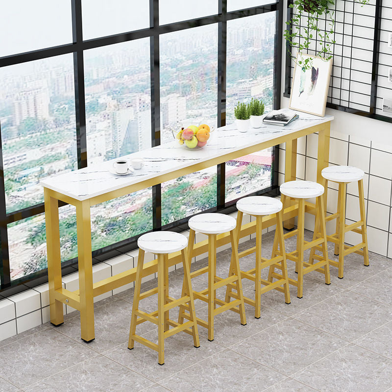 Contemporary Bar Dining Table Rectangle Bar Table with Trestle Base