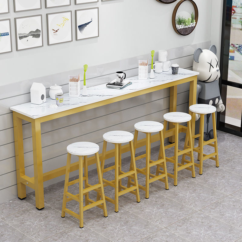 Contemporary Bar Dining Table Rectangle Bar Table with Trestle Base