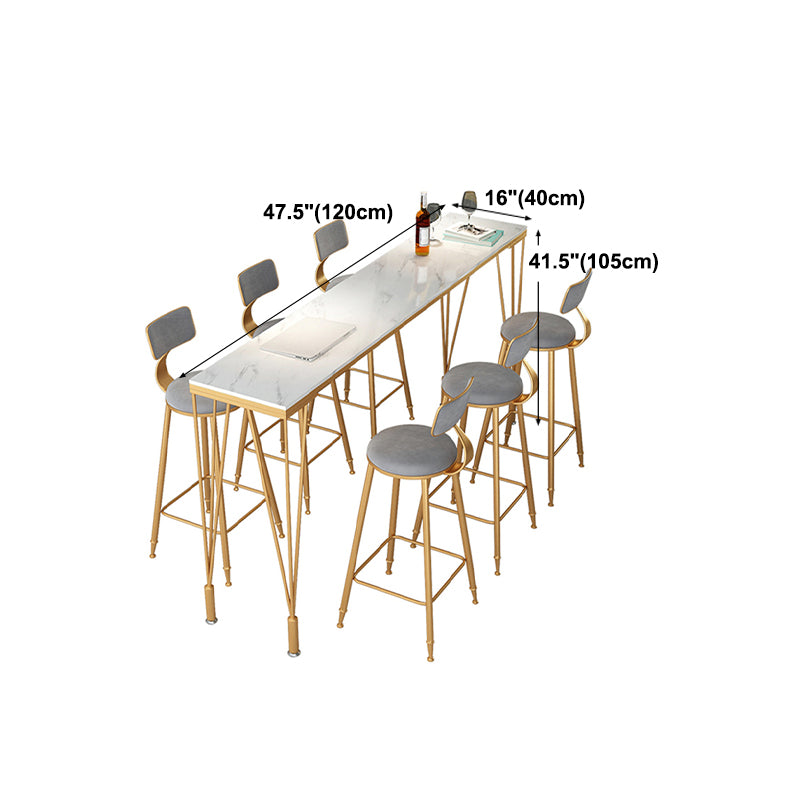 Stone Bar Dining Table Traditional Luxury Rectangle Bar Table with 4 Legs