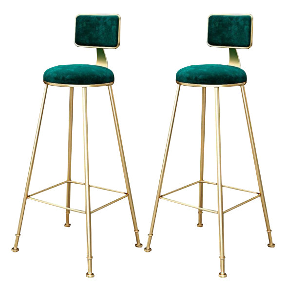 Glam Armless Backrest Counter Stool Steel Cashier Bar Stool with Flannel Cushion and Pedal