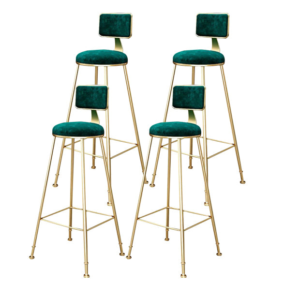 Glam Armless Backrest Counter Stool Steel Cashier Bar Stool with Flannel Cushion and Pedal