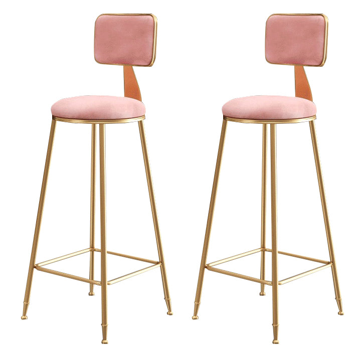 Glam Armless Backrest Counter Stool Steel Cashier Bar Stool with Flannel Cushion and Pedal