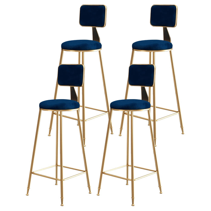 Glam Armless Backrest Counter Stool Steel Cashier Bar Stool with Flannel Cushion and Pedal