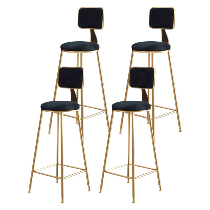 Glam Armless Backrest Counter Stool Steel Cashier Bar Stool with Flannel Cushion and Pedal