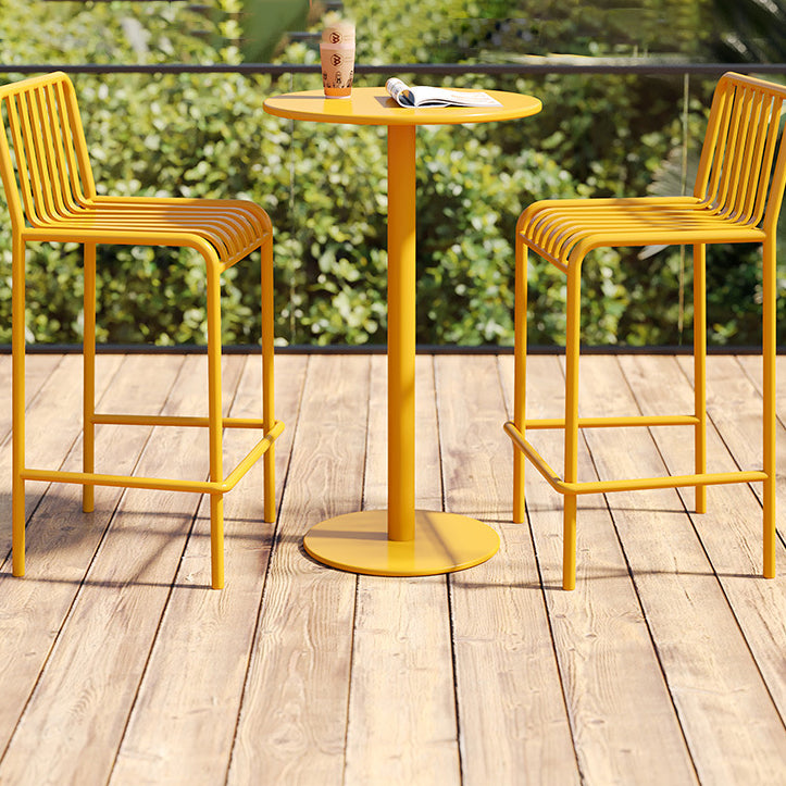 Modern Armless Backrest Counter Stool Iron Courtyard Bar Stool with Seat and Pedal