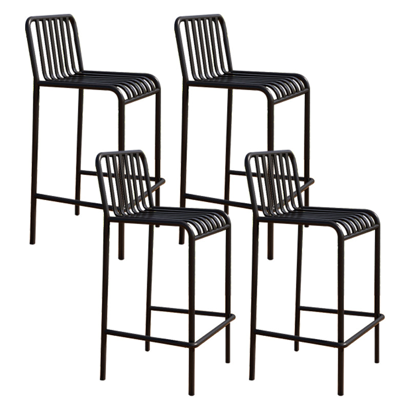 Modern Armless Backrest Counter Stool Iron Courtyard Bar Stool with Seat and Pedal