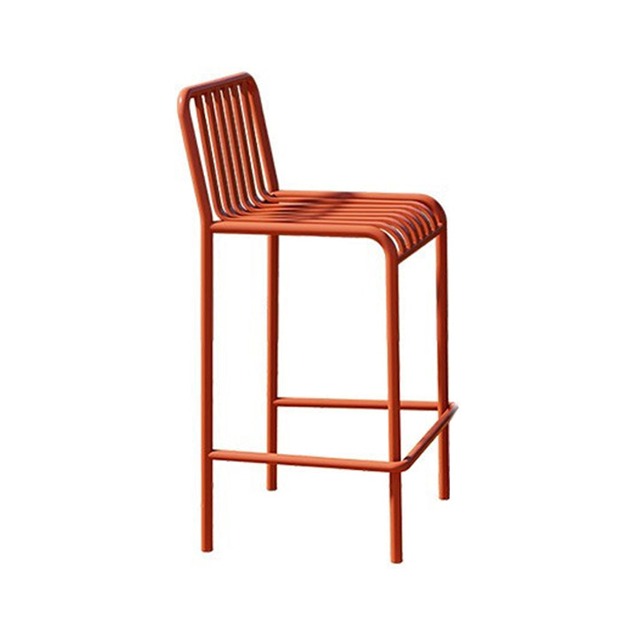 Modern Armless Backrest Counter Stool Iron Courtyard Bar Stool with Seat and Pedal