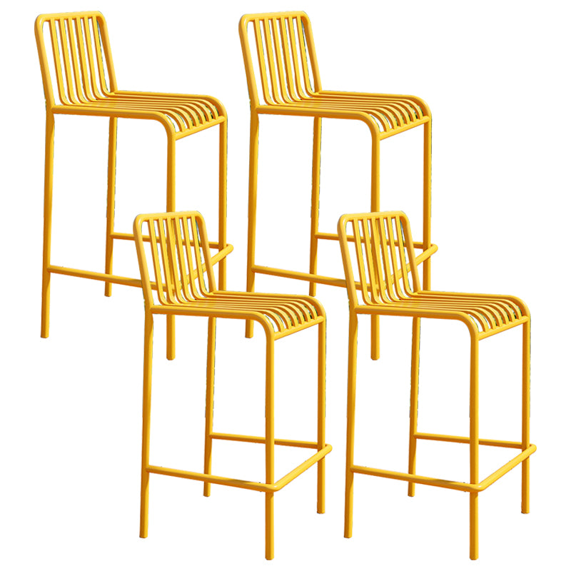 Modern Armless Backrest Counter Stool Iron Courtyard Bar Stool with Seat and Pedal